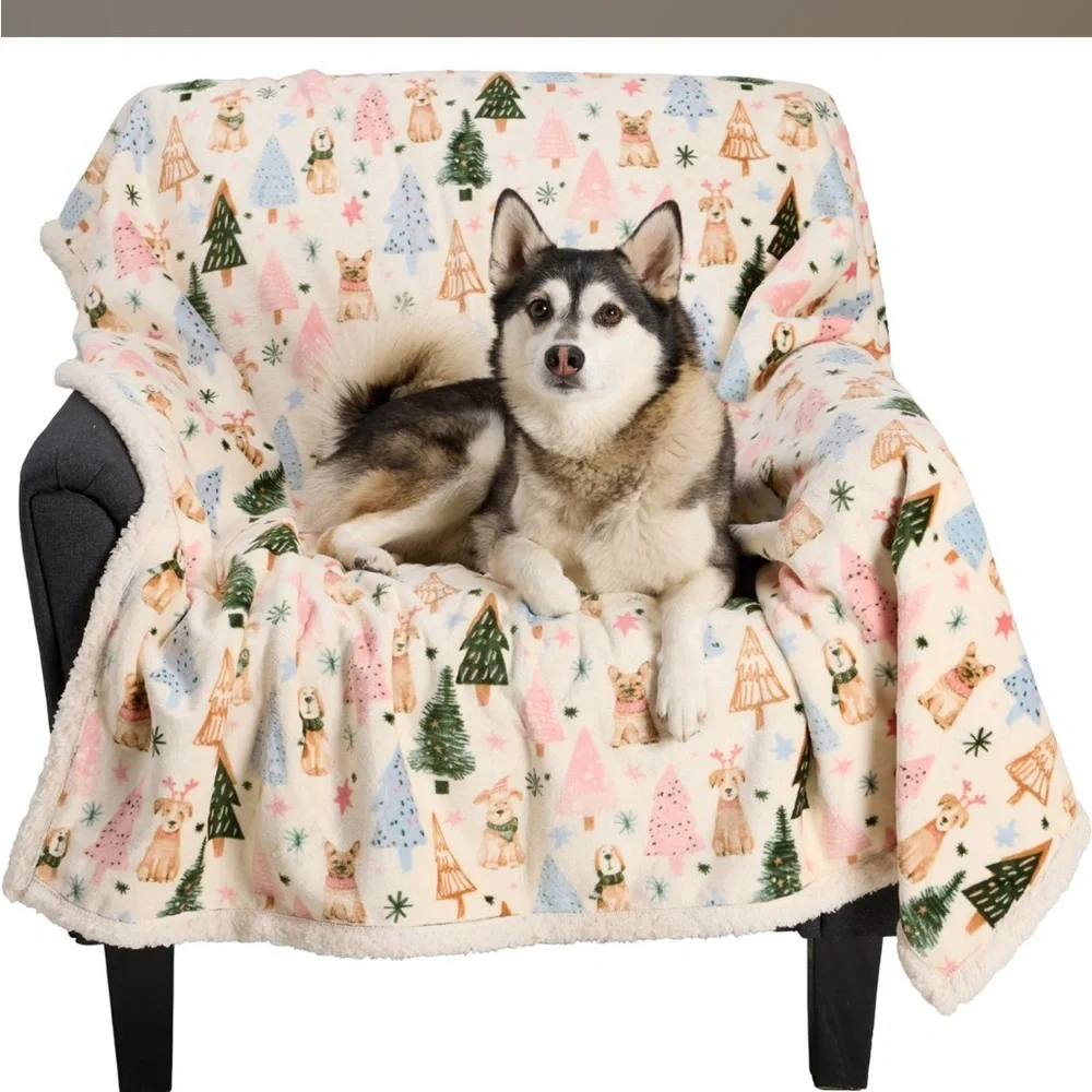 Canine Creations Micro Sherpa Fleece Pet Throw Blanket - Waterproof, 60x70”